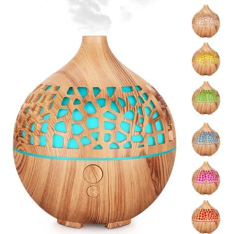 180ML Essential Oil Diffuser, USB Ultrasonic Aromatherapy Scented Diffuser Humidifier with 7 Color LED Lights Aroma Diffuser for Bedroom Spa Yoga Office, Light Brown (1/5)