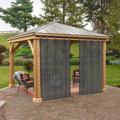 Lot de 2 Rideau, Voilage Lin Imperméable, Filtre Lumière, Pattes, Jardin Patio (1/5)