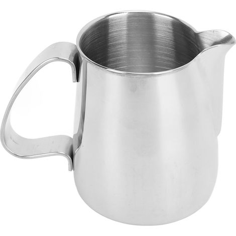 350-ml-Milchbecher aus Edelstahl 304, spitz zulaufender, tropffreier Ausgießer, integrierter Kaffeeaufschäumer (1/5)