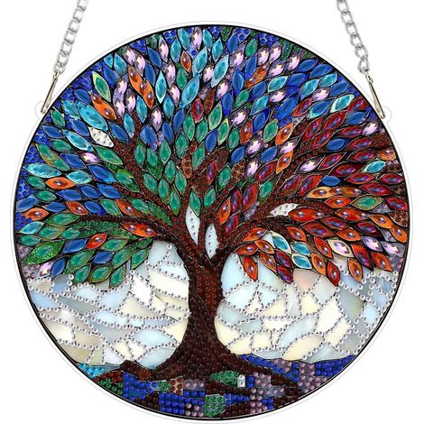 Diamond Painting Anhänger Baum des Lebens, Fensterbild DIY Set für Erwachsene & Kinder
