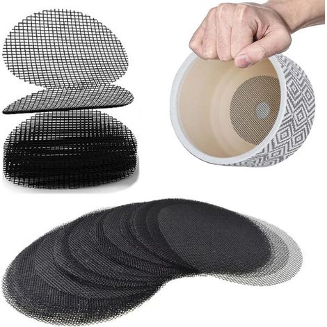 Lot de 20 grilles de drainage pour pots de fleurs et bonsaïs, 5 cm de diamètre, pour plantes grasses et succulentes, empêchant la (1/5)