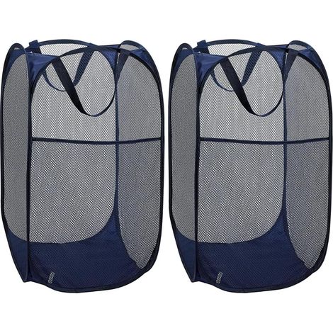 2pcs Panier linge sale pliable marine, Corbeille portable pour vêtements H (1/5)