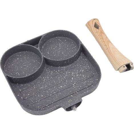 Poêle à frire antiadhésive 4 trous résistante à la chaleur, idéale pour les omelettes, les crêpes et les hamburgers. Accessoire de cuisine compatible avec les plaques de cuisson à gaz et à induction. (1/5)