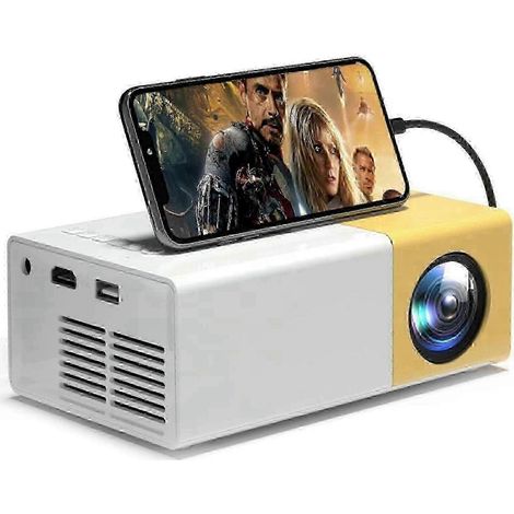 Mini projecteur, coloris jaune et blanc, multi-interface et portable