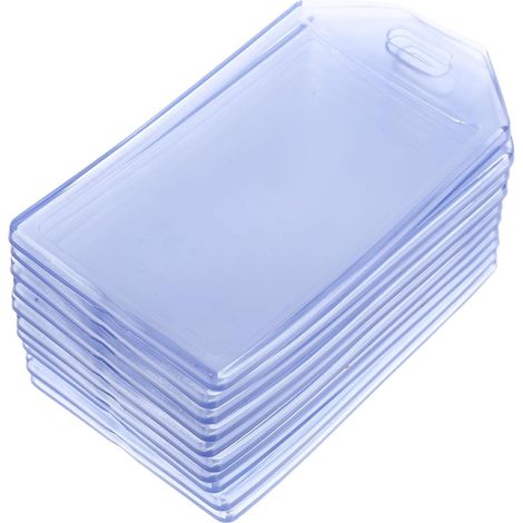 10 porta carte impermeabili in PVC trasparente, robusti e facili da applicare, etichette nominative per viaggi in aereo. (1/5)