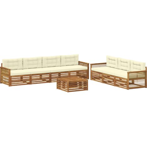 Conjunto de sofás de exterior con cojín 8 pcs Natural y Crema vidaXL (1/5)