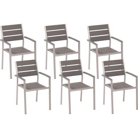 Gartenstuhl 6er Set VERNIO Grau