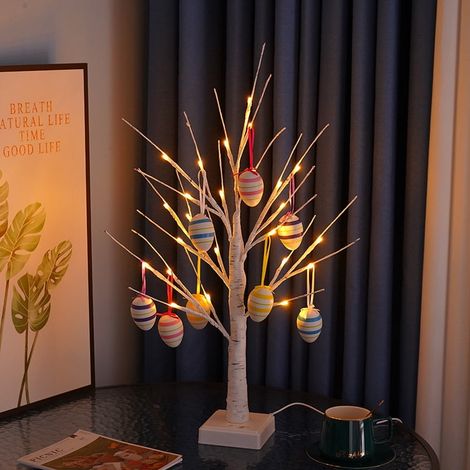 Arbre À Œufs De Pâques Avec Lumières Led - Décoration Intérieure Pour La Chambre À Coucher - Alimentation Usb Et Piles Aa - Hauteur 60 Cm (1/5)
