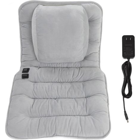 Coussin chauffant hiver 12V pour chaise de bureau, housse chauffante en graphène gris, adaptateur 100-240V US (1/5)