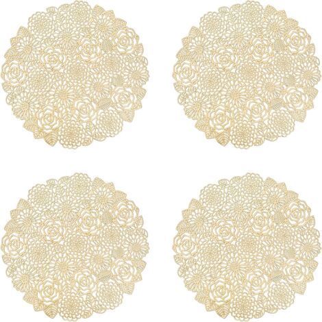 Lot de 4 Sets de Table, Or Rose Napperons Rond Set de Table Tapis de Table pour Table Salle à Manger Cuisine,napperons lavables (Or Rose, Style L, 38cm) (1/5)