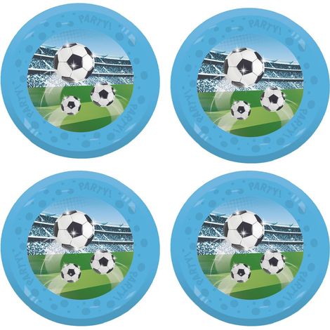 Assiette football en plastique, 4 pièces, réutilisable, vaisselle de fête pour anniversaire ou fête à thème (1/2)