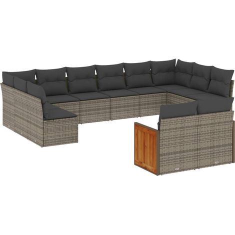 Maison Exclusive - Set de sofás de jardín y cojines 12 pzas ratán (1/5)
