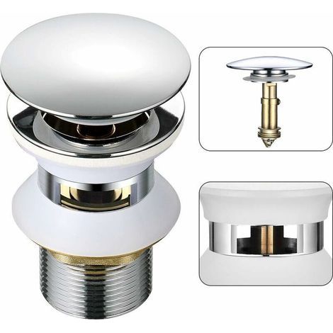 [JAMAIS UTILISÉ] Universel Bonde Lavabo avec Trop-plein Pop-Up Automatique Push Open Click Clack pour Salle de Bain 1-1/4" en Laiton Chromé (1/5)