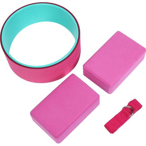 Lot de 4 : Roue de yoga, bloc de yoga, sangle d'étirement, ceinture de fitness pour soulager les douleurs dorsales (1/5)