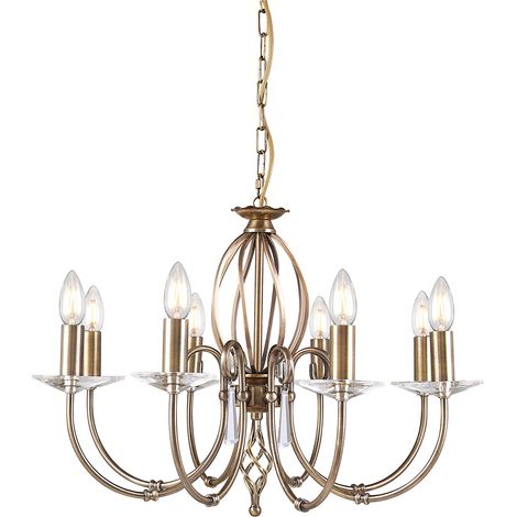 Elstead Aegean - Lampadario a 8 luci con finitura in ottone invecchiato, E14 (1/2)