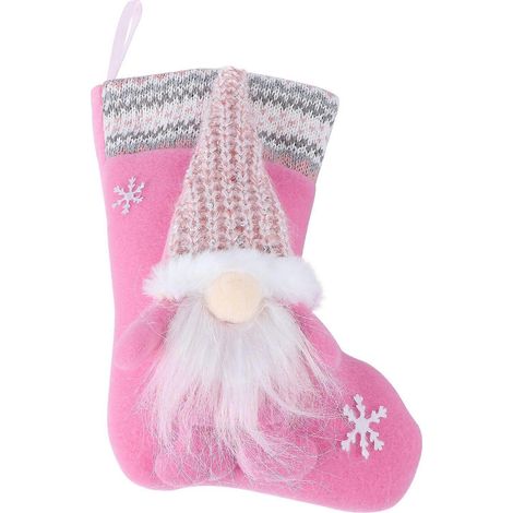 Décorations de Noël : bas de Noël bonbon, bas de Noël bonhomme de neige, bas de Noël gnome, porte-vaisselle de Noël-White