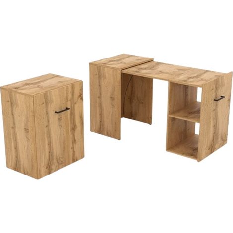 Klappbarer Schreibtisch für kleine Räume, Serie FLIP, Farbe Kiefer.