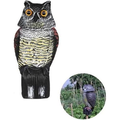 Dekorative Eulen-Vogelscheuche mit drehbarem Kopf, Taubenabwehr, 38 x 15 x 16 cm (1/5)