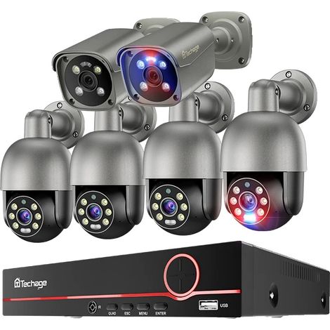 Système de Caméra de Sécurité, Résolution 8MP, Vision Nocturne et Détection AI, 8CH 6Caméras, Aucun (1/2)