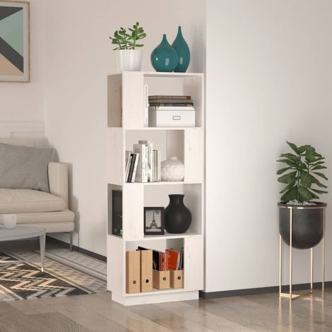 vidaXL Libreria/Divisorio Bianco 51x25x132 cm Legno Massello di Pino (1/5)