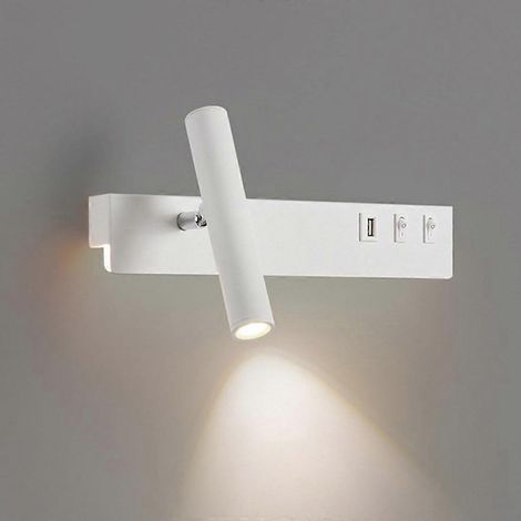 Lampe de lecture murale LED avec port USB, 3 modes de couleur, orientable à 360°, lampe de chevet 7W (1/5)