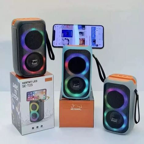TrAdE Shop Traesio - Cassa Altoparlante Bluetooth Portatile Con Supporto Telefono Se-t23 Luci Rgb Bassi Potenti -
