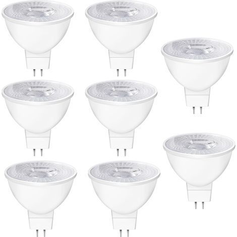 Lot de 8 Ampoules LED GU5.3 MR16 12V, 6W, Blanc Chaud 2700K, 550LM, 38° Angle, Ampoules LED AC/DC Lampe Réflecteur Non Dimmable, (1/5)