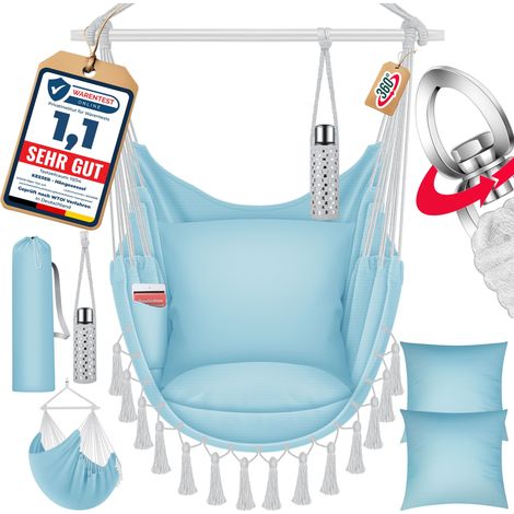 KESSER® Sillón colgante Safari XXL con cojines, hasta 150kg - Azul / Blanco (1/5)