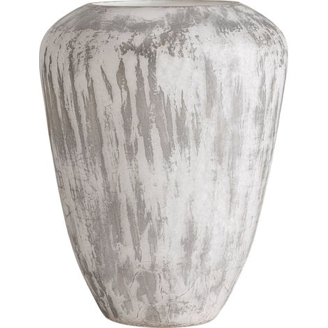 Vase contemporain en verre blanc - blanc patiné gris (1/2)