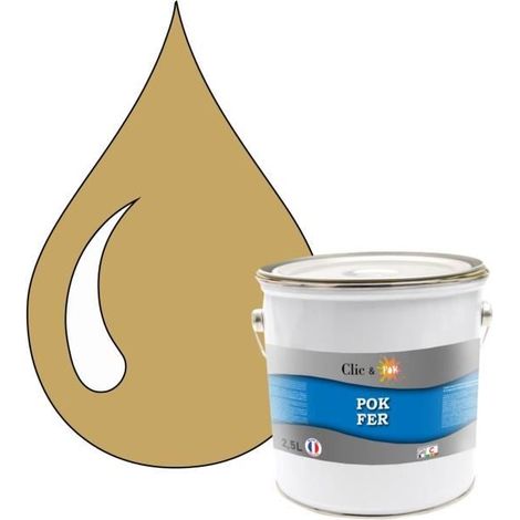 Peinture - POK - Fer Antirouille - 2,5L - Jaune sable - Brillant