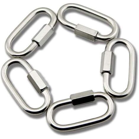 M6 Maillon Rapide en Acier Inoxydable D Forme Mousqueton Maillons de Chaîne 5pcs (1/5)