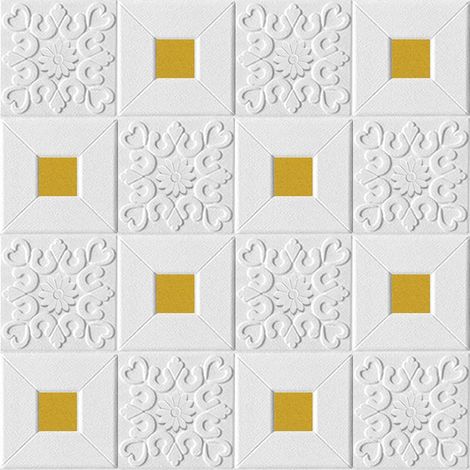 20 pièces- Autocollants muraux de plafond 3D papier peint auto-adhésif tridimensionnel 35x35cm papier peint de décoration de plafond de salon (1/5)
