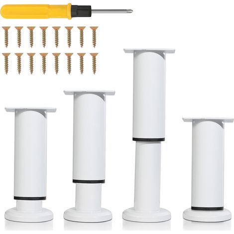 Randaco 4X Gambe per mobili 18-30cm estensibili (bianco) Piedini per zoccolo Gamba di sostegno Gamba per mobile Piedini per zoccolo per hotel regolabili Piedi
