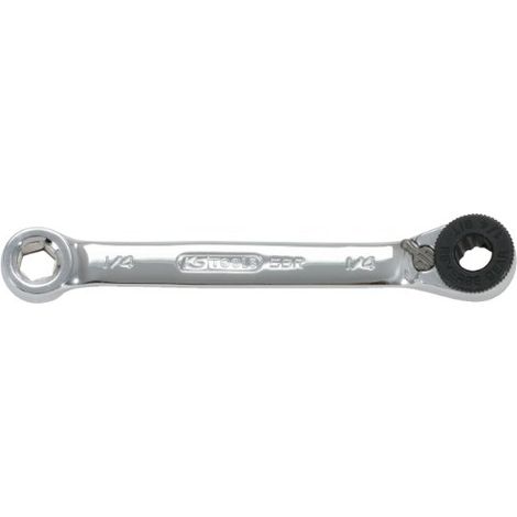 KS Tools 503.4691 Gearplus Chiave a Cricco Poligonale Corta per Inserti Reversibile, 1/4"X1/4" (1/3)