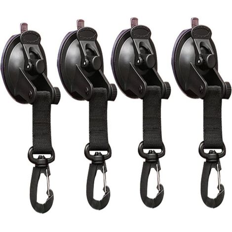 Ensemble de 4 fixations à ventouse, ventouse avec crochet multifonctionnel, ventouse pour tentes latérales de voiture, crochet à ventouse pour voiture, ventouse avec système de fixation à tension.