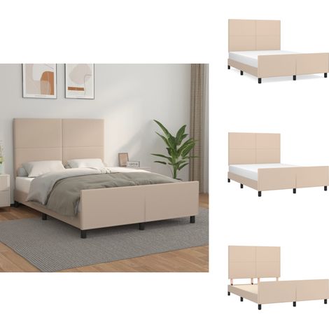 Bettgestell mit Kopfteil Cappuccino-Braun 140x200 cm Kunstleder - Bettsofa - Doppelbett - Boxspringbetten - Lattenrost - Bettgestell (1/5)