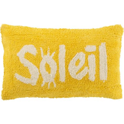 Coussin Déco Tufté Soleil "Polly" 30x50cm Jaune (1/5)