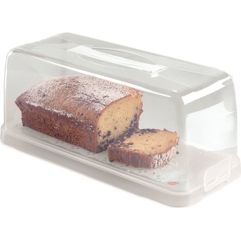 Snips Porta Plumcake, Contenitore per Dolci Rettangolare con Vassoio, Maniglia e 2 Chiusure di Sicurezza, Porta Torta per Plumcake, Pane e Pasticceria, 34,4 x 14,8 x 14,2 cm, Made in Italy (1/5)