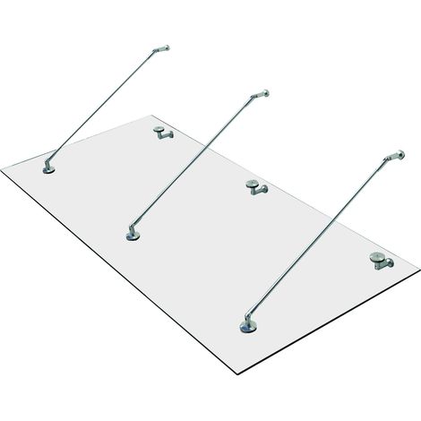 Auvent verre trempé ESG Verreau porte acier inoxydable transparent 200x90cm