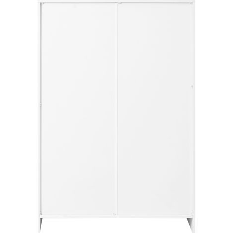 Armoire à chaussures moderne blanche avec 2 portes et étagères réglables, poignées dorées, 146x34x109 cm (1/5)