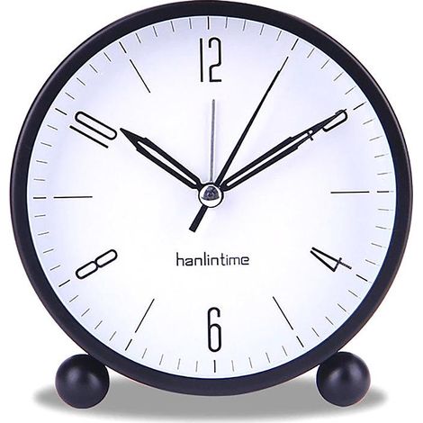 Lautloser analoger Wecker mit Batterie, kleiner Retro-Wecker mit Nachtlicht, tickfreier Nachttischwecker (1/5)