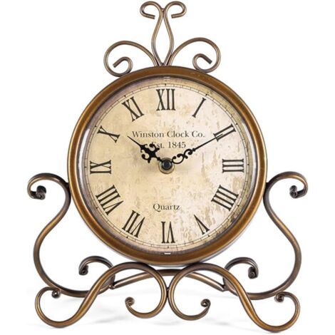 Horloge de Table Romaine rétro silencieuse pour Salon Chambre à Coucher Bureau (cuivre) (1/5)
