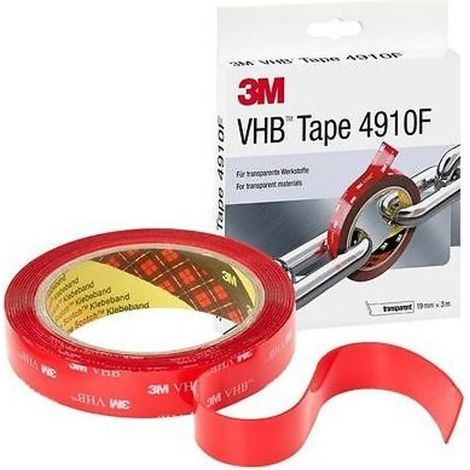 3M VHB 4910FBL Cinta Doble Cara Estructural Transparente 19mm × 3m 19mm × 3m19mm × 3m