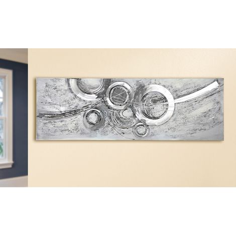 GILDE Bild, rechteckig, "Circles", Aluminium, Holz, grau, VE 1, L. 2 cm, B. 150 cm, H. 50 cm (1/5)