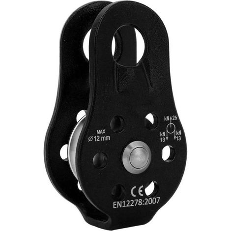 Poulie d'escalade - Poulies d'escalade, Poulie de secours simple, Alliage d'aluminium 26 kN, Équipement d'escalade noir pour le halage et l'escalade (1/5)
