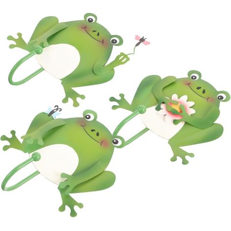 3Pièces Crochets Muraux de Grenouille Organisateur de Clés Original à Accrocher Au Mur Patères Décoratives pour Entrée et Cuisine pour Rangement Pratique