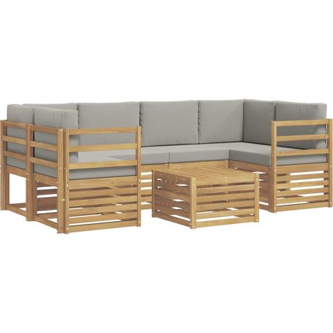 Outdoor Sofa Set 7 pcs White and Light Grey Polyester vidaXL (1/5)