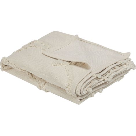 Kuscheldecke ACACIA Baumwolle 130 x 160 cm Beige (1/5)