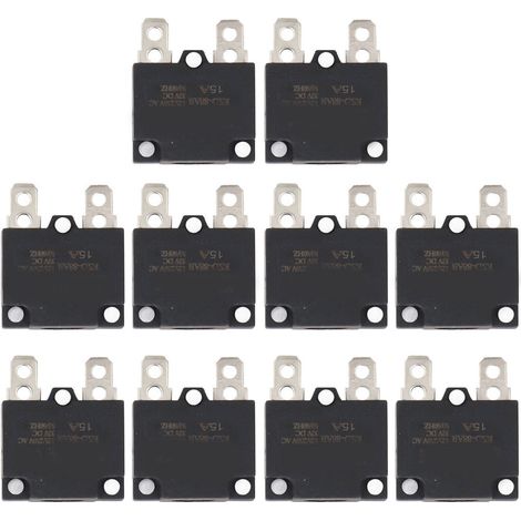 Lot de 10 fusibles/disjoncteurs de protection contre les surcharges à réarmement automatique adaptés aux accessoires de poussettes pour enfants, AC125-250V 15A. (1/5)