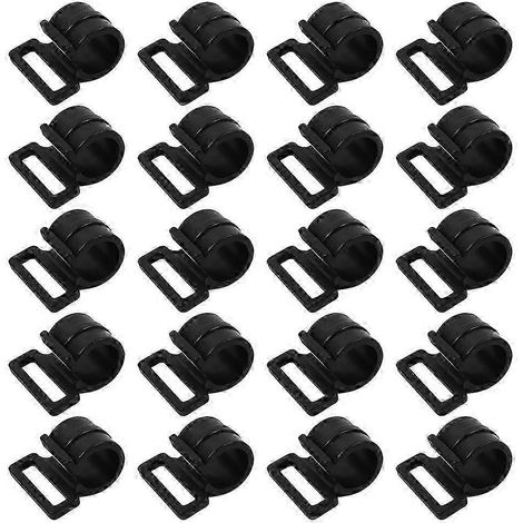 30 crochets de fixation noirs en plastique pour poteaux de tente, clips de suspension pour auvent, camping en plein air (1/3)